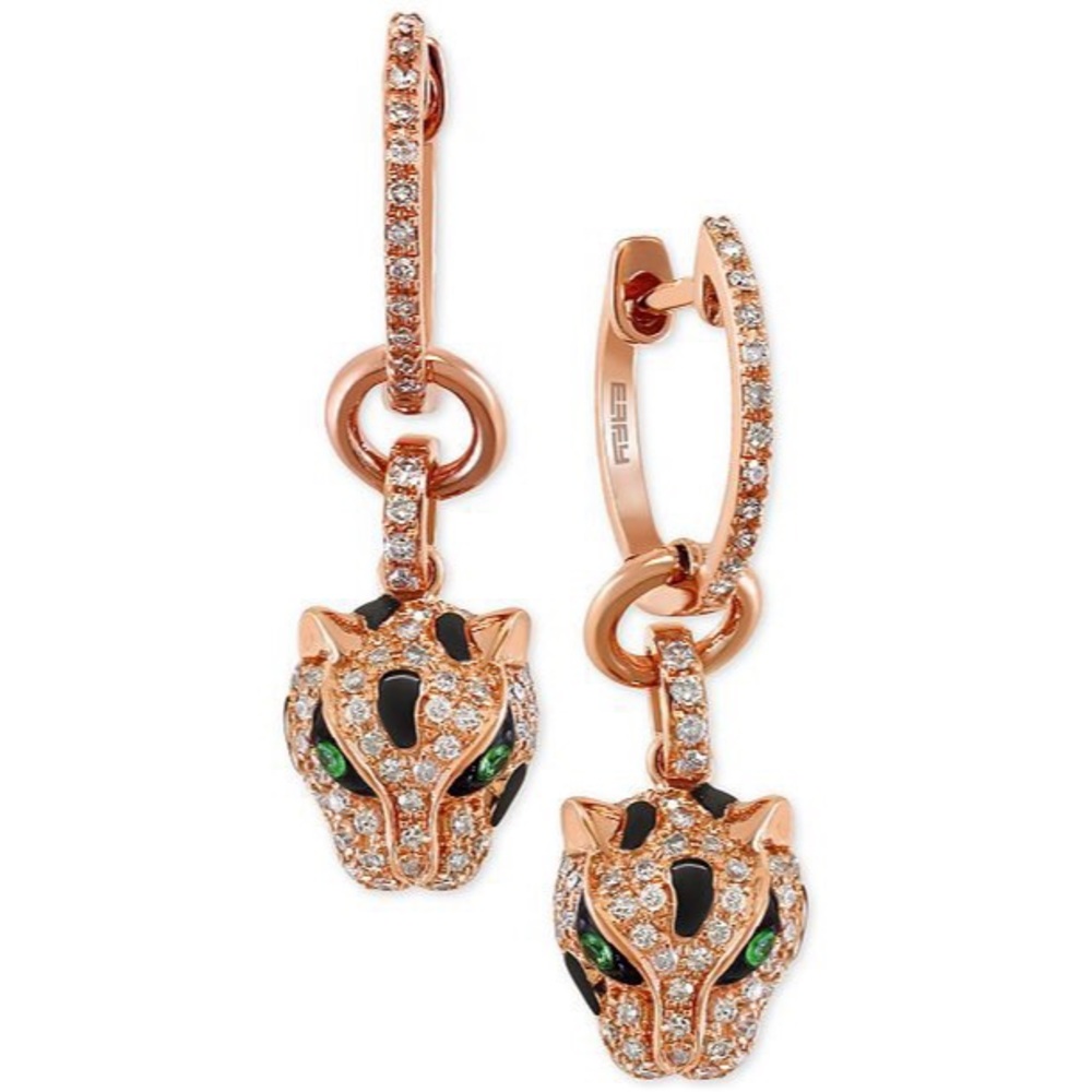 Effy Rose Gold Diamond Panther Earrings